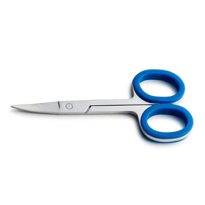 Ciseaux de manucure professionnels de 4 pouces poignées bleues en acier inoxydable de haute qualité lames incurvées tranchantes pour le toilettage de précision - Product Image 1