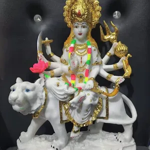 Saf beyaz el yapımı güzel mermer Durga Maa heykelleri ev süsleyen ve hediyeler doğum hediyeler için beyaz renk Murti