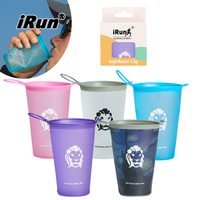 Gourde souple pliable portable IRun avec logo personnalisé pour marathon, course à pied, randonnée, sac d'eau souple pour le sport