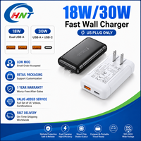 Chargeur mural rapide 18W 30W, prise américaine, USB a + USB C, double port, PD QC, adaptateur de charge rapide, 100-240V, chargeur de téléphone de voyage
