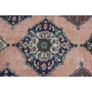 Vintage Accent Rug, 3.6x4.2 ft Turkish Rug, <b>Brown</b> Floral <b>Wool</b> Rug - Product Image 5