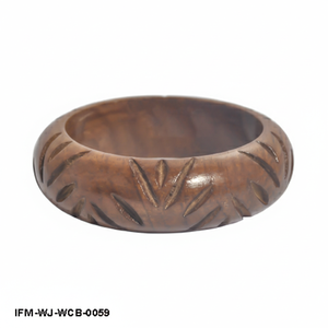 Handcrafted Natural Wood <b>Bangle</b> <b>Bracelet</b> Carved Tribal Boho Cuff for Women Brown Ethnic Wooden Jewelry Accessory - Product Image 1