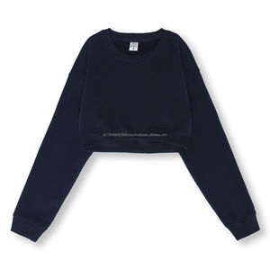 Sudadera con Capucha y Top Corto de Manga Larga para Mujer, Estilo Urbano, Talla Grande, 360 g/m², Alta Calidad, Venta al por Mayor - Product Image 2