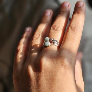 Anillo de Plata de Ley con Diseño de Hoja de Larimar, Estilo Religioso, Colección para Bodas, Fiestas, Aniversarios, Compromisos - Regalo - Product Image 2