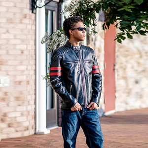 แจ็กเก็ตหนังขี่มอเตอร์ไซค์สำหรับผู้ชายกันน้ำกันลมระบายอากาศได้โลโก้ด้านหน้า - Product Image 6