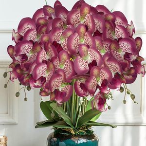 Juego de 6 piezas personalizable de flores artificiales de Orquídea Phalaenopsis con tallo para decoración del hogar al por mayor - Product Image 4