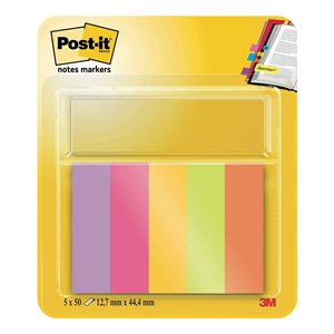 670 Sticky <b>Bookmarks</b> 5 Pads of 50 Sheets Each Assorted Post-It Notes 1.27x4.44cm - Product Image 1