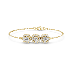 Bracelet à 3 pierres en diamant de laboratoire de 1,29 ct, diamants VVS-VS EF CVD, or 18 carats, 14 carats, 10 carats et argent 925, rose, jaune, blanc - Product Image 2
