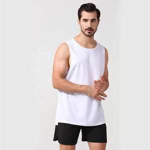 Camiseta sin mangas de gimnasio para hombre OEM 100% algodón Stringer entrenamiento deportes Fitness Casual Split diseño de secado rápido transpirable camiseta sin mangas de punto - Product Image 2