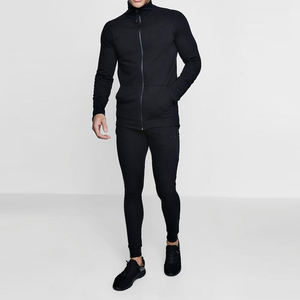 Survêtement pour commandes en gros, col montant, tissu respirant, survêtement d'entraînement pour hommes, design uni avec poches, veste zippée - Product Image 5