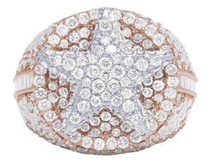 Anillo de diseño de Estrella de oro rosa de 10 quilates de lujo con diamantes cultivados en laboratorio, joyería de Hip Hop helado para hombres - Product Image 2