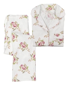 Set <span class=keywords><strong>pigiama</strong></span> da <span class=keywords><strong>donna</strong></span> in flanella <span class=keywords><strong>a</strong></span> maniche lunghe con bottoni sul davanti e pantalone - Product Image 4