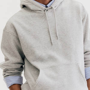 เสื้อฮู้ดแบบสวมหัวสีเทาสำหรับผู้ชายปรับได้มีฮู้ดผ้าฝ้ายผสมแห้งเร็วดีไซน์ล่าสุด - Product Image 1