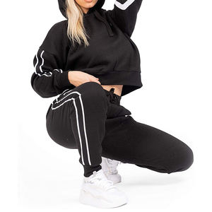 Custom Logo Sportswear Sweat Suit Workout Fitness Fleece Regular Fit Sweatshirt and Sweatpants <b>Jogger</b> Sets Tracksuit For <b>Women</b> - Product Image 3