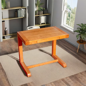 Escritorio de ordenador en forma de C, mesa de estudio de oficina en casa, escritorio de madera de roble blanco curvo con cajón - Product Image 1