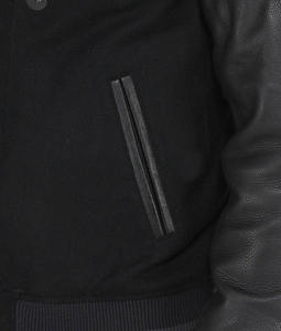 Chaqueta de béisbol con manga de cuero de vaca bordada para hombre, venta al por mayor, estilo universitario - Product Image 3