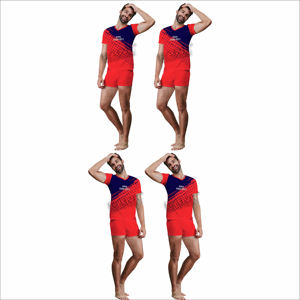 Conjunto de camiseta y pantalones cortos estampados para hombre Conjunto de camiseta y pantalones cortos de poliéster de estilo moderno para hombre con ajuste cómodo - Product Image 6