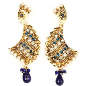Boucles d'oreilles Kriaa Fine Dangle Plaqué Or Bleu Pierre Autrichienne Dangler 1300422 - Product Image 1