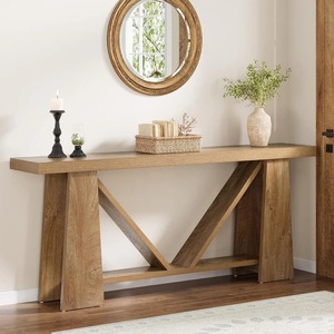 Table console en bois style farmhouse à 2 niveaux - Product Image 5