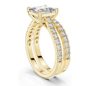Conjunto de Anillos de Boda con Diamante de Laboratorio Corte Princesa de 2.46 CT, Claridad VVS-VS EF, Oro de 18KT/14KT/10KT, Plata 925, Oro Rosa/Amarillo/Blanco - Product Image 5