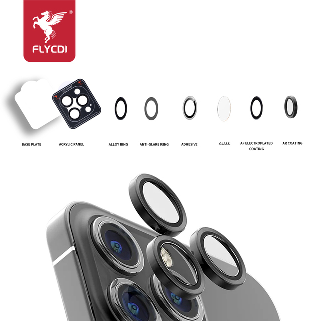 FLYCDI Tempered Glass 3D Radian A++ Quality Transparent 0.33mm Thick Mobile Phone Camera Lens Protector 16/15/14/13/12/11 Pro