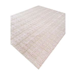 พรมลายเรขาคณิตสีชมพูและสีม่วง Skws-123 ทำด้วยมือจากขนสัตว์และไหมไผ่ สำหรับใช้ในห้องนอนและห้องนั่งเล่น - Product Image 2