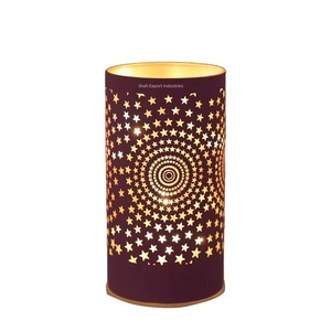 Lanterne à bougie en métal bleu élégant avec conception de travail coupée par étoiles pour les fêtes décoration de Noël à la maison lanternes suspendues - Product Image 6