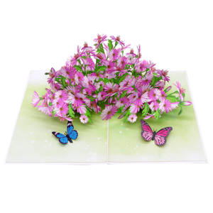 การ์ดป๊อปอัพ3D เดซี่สีม่วงงานฝีมืองานฝีมือจากเวียดนามดีไซน์ตามสั่งสำหรับเป็นของขวัญ - Product Image 1