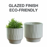 Pot de fleurs en céramique émaillée, vase rond, écologique, décoration de jardin et de bureau