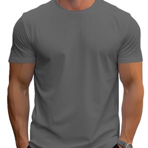 Camiseta de Algodón de Manga Corta para Hombre, Color Sólido, Transpirable, Corte Regular, con Logotipo Bordado Personalizado OEM, Precio de Fábrica de China y Bangladesh - Product Image 3