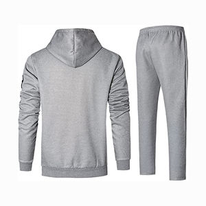 Haute qualité Slim Fit polaire coton vêtements de sport plaine Jogging costume gris couleur pull grande taille adulte hommes survêtement - Product Image 1