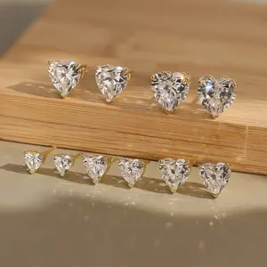 Pendientes de Botón Clásicos y Sencillos LZE, Chapados en Oro de 14K, Plata de Ley 925, con Circonita Cúbica Premium 8A, para Mujer - Product Image 6