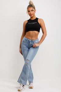 Wholesale Regular Straight Leg Loose Trousers Plus Size <b>Women</b> Denim Regular Loose Fit <b>Jeans</b> Flare Denim Pants for <b>Women</b> - Product Image 3