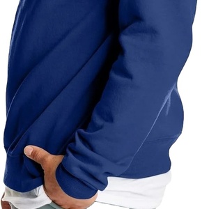 Sweat-shirt à col rond uni en coton éponge français 100% épais pour hommes, sweat-shirt de luxe surdimensionné à épaules tombantes de créateur personnalisé - Product Image 4