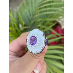 Natural Amethyst <b>Ring</b> Vintage Style 925 Sterling Silver Handmade Gemstone Jewelry Wholesale Supplier - Product Image 2