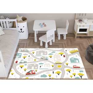 Tapis pour enfants avec carte de la ville : routes et transports, tapis de jeu éducatif, tapis fin non tissé - Product Image 1