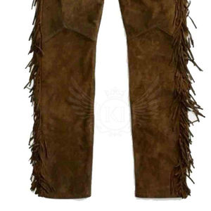 Solid-Color Custom Design Western Cowboy Chap Fringes Horse Riding Cowhide Leather <b>Tan</b> <b>Brown</b> Leather Pants Chaps Lightweight - Product Image 4