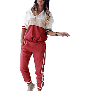 Conjunto Deportivo de Dos Piezas de Forro Polar para Mujer de Alta Calidad, con Media Cremallera, Logotipo Personalizado Bordado, Fabricación OEM, Algodón, Cálido para Invierno - Product Image 1