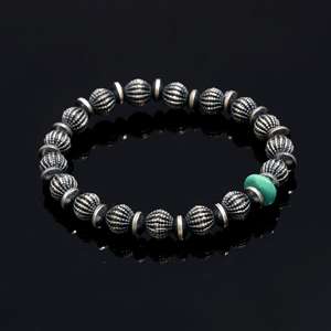 Pulsera de cuentas de plata esterlina Navajo hecha a mano, hermosas cuentas de turquesa azul Natural, joyería de piedra de alta calidad - Product Image 4