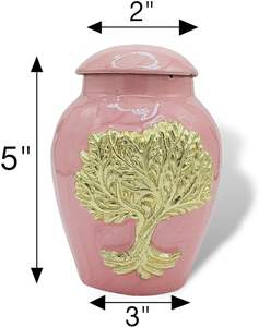 Urnes de crémation rose pour cendres adulte homme/femme-belles urnes décoratives uniques de style 3D avec sac en velours-5 "petit en aluminium - Product Image 3