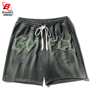 Short de sport de jogging décontracté de haute qualité respirant coton de laine à séchage rapide avec fermeture à cordon de serrage à motif solide teint uni - Product Image 4