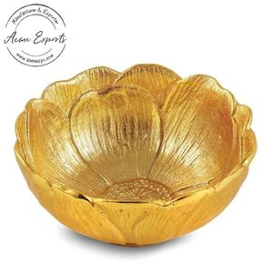 Grand bol en verre artisanal de qualité de luxe avec branche florale finie en or utilisé pour servir et centre de Table - Product Image 4