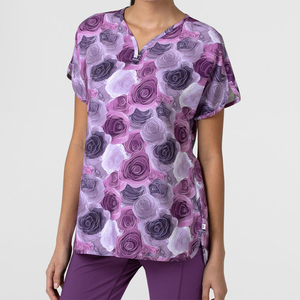 Hauts de gommage unisexe imprimés Dolmain personnalisés uniformes médicaux extensibles en coton veste d'infirmière tissée et robe de médecin pour une utilisation à l'hôpital - Product Image 6