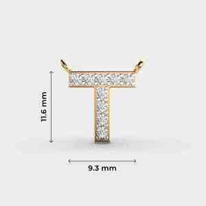 Colgantes y Dijes de Joyería Fina con Letras Chapadas en Oro, Colgante de Diamante T, Estilo Clásico Unisex, Piedra Moissanita - Product Image 2