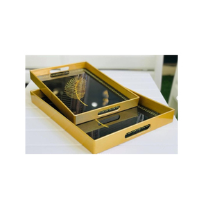 Plateau de service rectangulaire Plateau de service à thé et café Organisateur de maison et fournitures de stockage au design tendance - Product Image 1