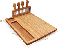 Papan Sajian Keju Persegi Panjang Ramah Lingkungan dari Kayu, Set Pisau, Peralatan Keju Premium, Dapat Disesuaikan, Produk Laris Instant Traders
