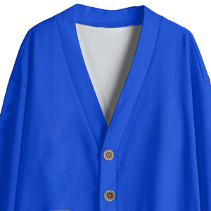 Cárdigan de lana de punto con botones y cuello en V azul Unisex bordado personalizado P o cualquier logotipo de letra para ropa universitaria/de equipo - Product Image 6