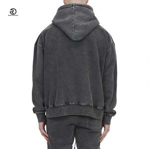 Usine de haute qualité en gros Logo personnalisé 400gsm coton mélangé unisexe surdimensionné goutte épaule lavé à l'acide sweats à capuche pour hommes femmes - Product Image 5