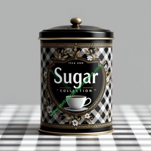 Vintage Black White Metal <b>Storage</b> <b>Jar</b> Floral Accents <b>Coffee</b> Cup Design with Diamond Pattern Sugar Canister Cover Kitchen Decor - Product Image 5