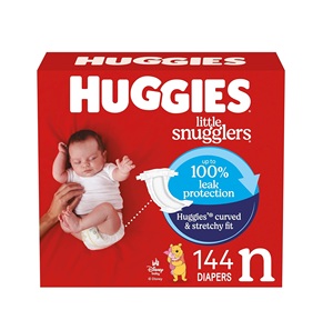 Couches jetables pour nouveau-nés Little Snugglers, taille nouveau-né (jusqu'à 4,5 kg), 144 unités, surface sèche avec protection anti-fuites 3D - Product Image 5